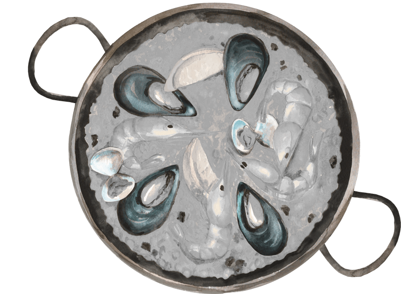 Dekorativní obrázek tradiční španělské paelly